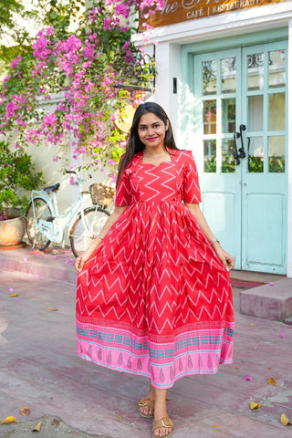 RED PARALLAX | MATERNITY MAXI FULL LENGTH