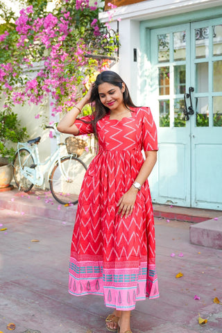 RED PARALLAX | MATERNITY MAXI FULL LENGTH