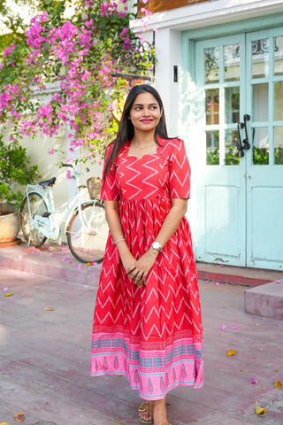 RED PARALLAX | MATERNITY MAXI FULL LENGTH