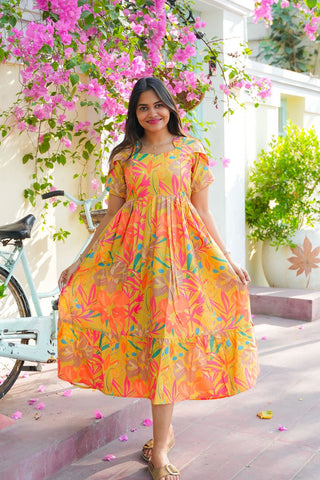 COLOURFUL LEAVES | MATERNITY MAXI ANKLE LENGTH