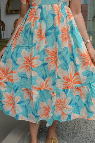 TURQUOISE SMOCK | MATERNITY MAXI ANKLE LENGTH