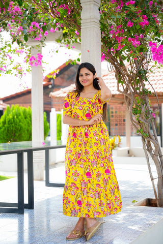 GOLDEN SORBET | MATERNITY COTTON MAXI FULL LENGTH