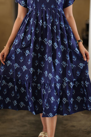 NAVY TINY LEAF | MATERNITY MAXI ANKLE LENGTH