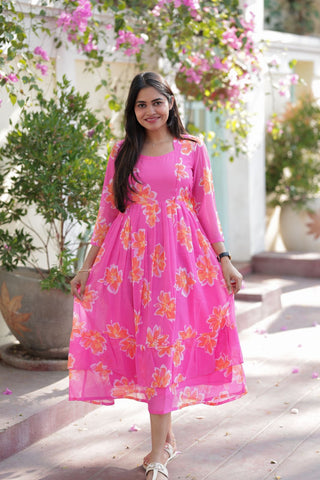 BASHFUL PINK| MATERNITY GEORGETTE MAXI ANKLE LENGTH