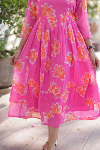 BASHFUL PINK| MATERNITY GEORGETTE MAXI ANKLE LENGTH