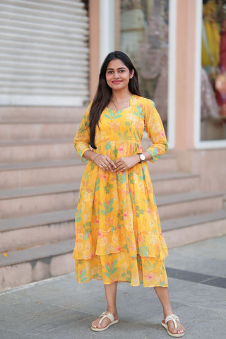 SUNKISSED BLOOM  | MATERNITY GEORGETTE MAXI ANKLE LENGTH