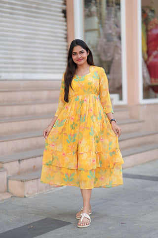 SUNKISSED BLOOM  | MATERNITY GEORGETTE MAXI ANKLE LENGTH
