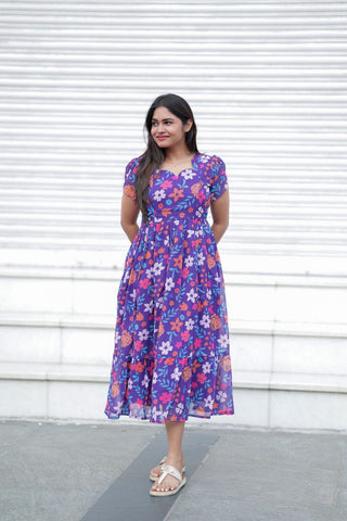 ELECTRIC DAISY | MATERNITY GEORGETTE MAXI ANKLE LENGTH