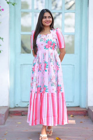 STRIPED PINK | MATERNITY MAXI FULL LENGTH