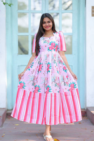 STRIPED PINK | MATERNITY MAXI FULL LENGTH