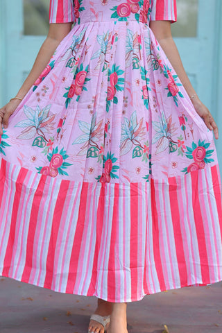 STRIPED PINK | MATERNITY MAXI FULL LENGTH