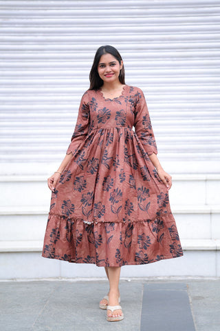 BROWN BLACK FLORA | MATERNITY MAXI ANKLE LENGTH