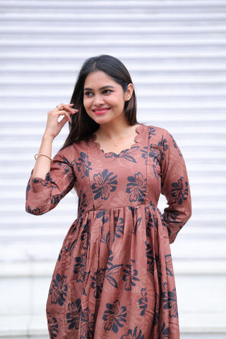 BROWN BLACK FLORA | MATERNITY MAXI ANKLE LENGTH