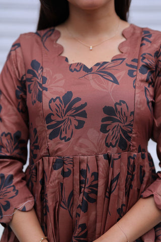 BROWN BLACK FLORA | MATERNITY MAXI ANKLE LENGTH