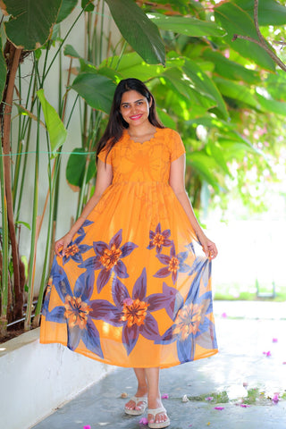 BLUE ORCHID | MATERNITY GEORGETTE MAXI ANKLE LENGTH