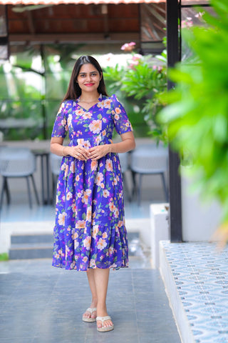 ELECTRIC FLORA | MATERNITY GEORGETTE MAXI ANKLE LENGTH