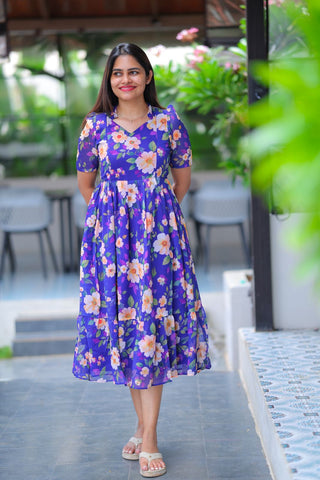ELECTRIC FLORA | MATERNITY GEORGETTE MAXI ANKLE LENGTH