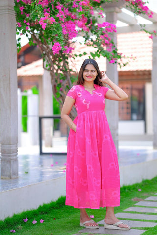 PINK PARADISE | MATERNITY GEORGETTE MAXI FULL LENGTH