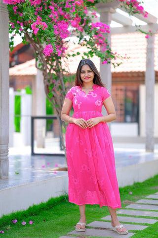 PINK PARADISE | MATERNITY GEORGETTE MAXI FULL LENGTH