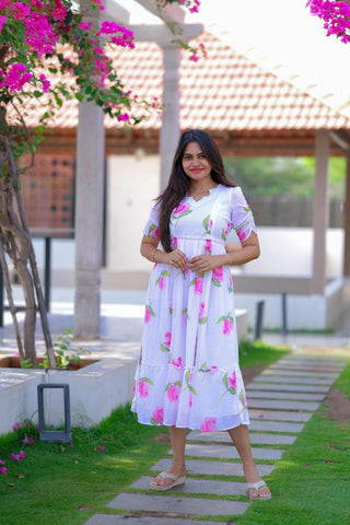 WHITE ROSE | MATERNITY GEORGETTE MAXI ANKLE LENGTH