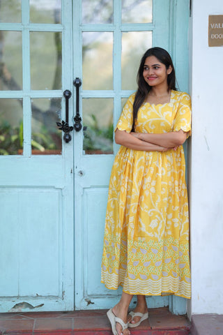 YELLOW LEAFY | MATERNITY MAXI FULL LENGTH