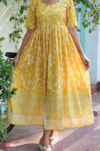 YELLOW LEAFY | MATERNITY MAXI FULL LENGTH