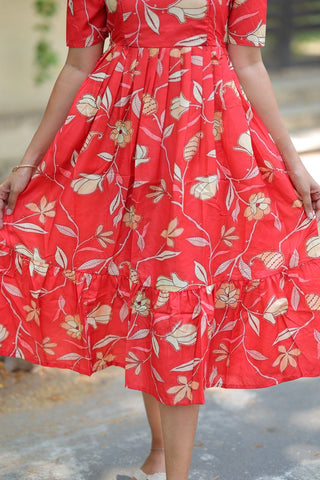 LEAFY RED | MATERNITY MAXI ANKLE LENGTH