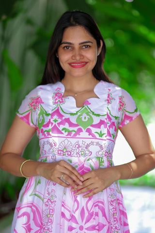 WHITE MEHANDI | MATERNITY GEORGETTE MAXI ANKLE LENGTH