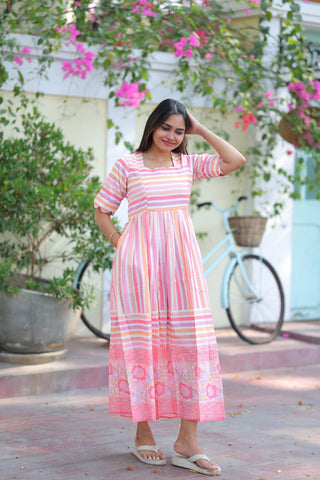 COLOURFUL LINES | MATERNITY MAXI FULL LENGTH