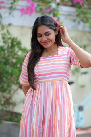 COLOURFUL LINES | MATERNITY MAXI FULL LENGTH