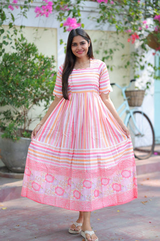 COLOURFUL LINES | MATERNITY MAXI FULL LENGTH