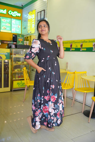 BOTANICAL NOIR | MATERNITY MAXI FULL LENGTH