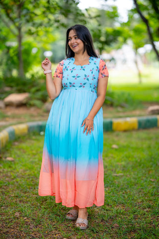 DUAL SHADE | MATERNITY GEORGETTE MAXI FULL LENGTH