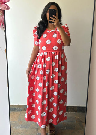 CAT | ZIPLESS MATERNITY MAXI-PUFF SLEEVES | ANKLE LENGTH MAXI