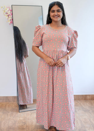 MULTI CHEETAH | NON-FEEDING MAXI – PUFF SLEEVES | ANKLE LENGTH MAXI