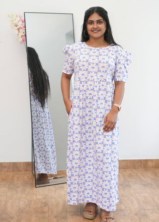 MULTI DAISY | NON-FEEDING MAXI – PUFF SLEEVES | ANKLE LENGTH MAXI