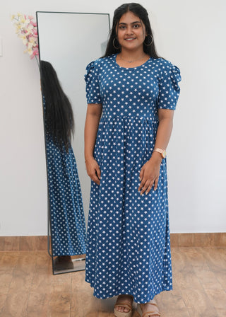 BLUE STAR | NON-FEEDING MAXI – PUFF SLEEVES | ANKLE LENGTH MAXI
