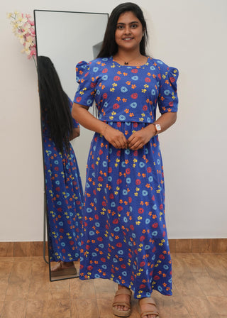 PAW | ZIPLESS MATERNITY MAXI-PUFF SLEEVES | ANKLE LENGTH MAXI