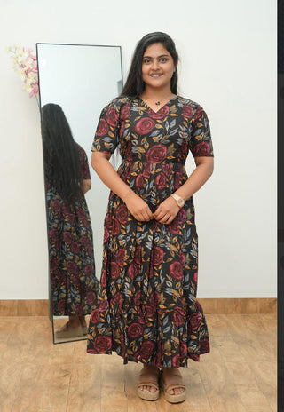 BLACK ROSE | MATERNITY COTTON MAXI ANKLE LENGTH