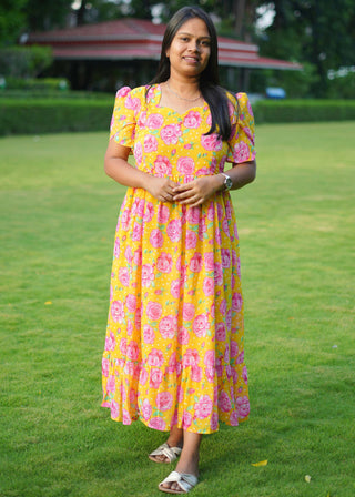 ROSY RADIANCE | MATERNITY GEORGETTE MAXI ANKLE LENGTH