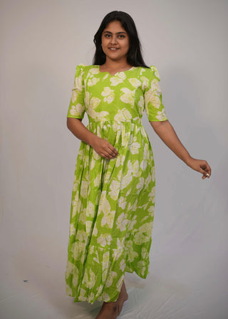 PARROT GREEN | MATERNITY COTTON MAXI ANKLE LENGTH