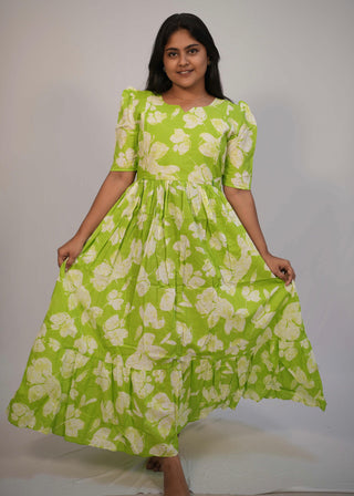 PARROT GREEN | MATERNITY COTTON MAXI ANKLE LENGTH