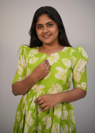 PARROT GREEN | MATERNITY COTTON MAXI ANKLE LENGTH