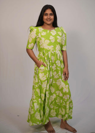 PARROT GREEN | MATERNITY COTTON MAXI ANKLE LENGTH