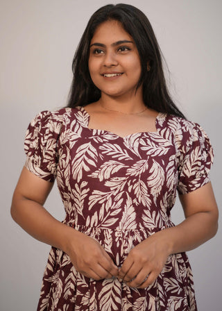 MAROON LEAF | MATERNITY COTTON MAXI ANKLE LENGTH
