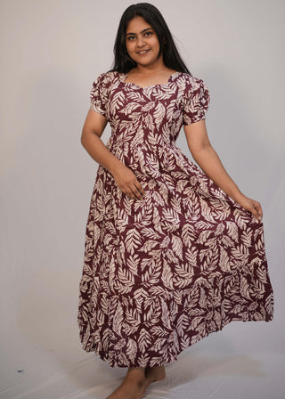 MAROON LEAF | MATERNITY COTTON MAXI ANKLE LENGTH