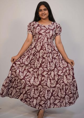 MAROON LEAF | MATERNITY COTTON MAXI ANKLE LENGTH