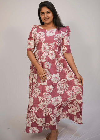 PINK HIBISCUS | MATERNITY COTTON MAXI ANKLE LENGTH