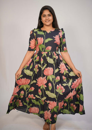 RED HIBISCUS | MATERNITY COTTON MAXI ANKLE LENGTH