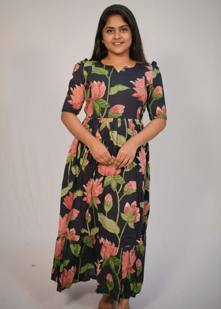 RED HIBISCUS | MATERNITY COTTON MAXI ANKLE LENGTH